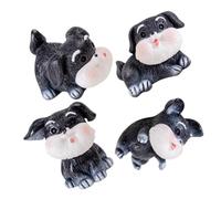Toyvian 4Pcs Miniature Resin Schnauzer Dog Figurines Compact Garden Decor Animal Statues for Desk and Birthday Cake Decoration