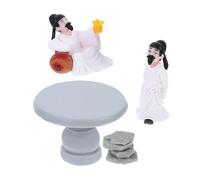 Toyvian 4pcs Miniature Resin Table and Chair Set for DIY Micro Landscape Decorations with Unique Aesthetic Charm, for Zen Garden Ornaments and Garden Enhancement Random Color
