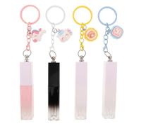Toyvian 4pcs Ml Refillable Empty Lipstick Tubes with Gradient Cartoon Design, Portable Plastic Lip Balm Containers for Homemade Solid Perfume and Cosmetic Use, Cute Keychain Wand for Women