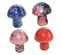 Toyvian 4Pcs Natural Stone Mushroom Figurines for Miniature Gardens Moss Landscapes Planters and Home Decor Smooth Surface Garden Ornaments DIY Accessories