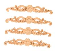 Toyvian 4pcs Natural Wood Carved Appliques for Furniture Door Cabinet Bed Decor Classic European Style Carving Decals with Fine Craftsmanship Lightweight and Polished Home Decorative