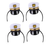 Toyvian 4Pcs Navy Sailor Hat Hairbands Creative Costume Accessories for Lightweight Plastic Headdresses for Parties Cosplay and Stage Performance