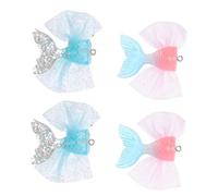 Toyvian 4pcs Ocean Fish Tail Charms Mermaid Tail Charms Diy Jewelry Supplies Glitter Pendants for Necklace Bracelet Earring Making and Craft