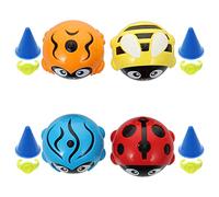 Toyvian 4pcs Outdoor Gyro Bug Pattern Plastic Rotating Tops Gyro Playthings for Hand-Eye Coordination and Creative Outdoor Play