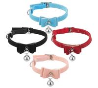 Toyvian 4pcs Pet Collar Bowknot Adjustable Kitten Collar for Cat Dog Puppy Bell and Decorative Bow for Dog Neck