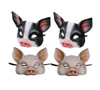 Toyvian 4pcs Pig Animal Half Face Masks Lightweight Breathable for Halloween Carnival Masquerade Party Cosplay Costume Accessories White Black