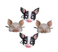 Toyvian 4pcs Pig Half Face Masks Lightweight Breathable Animal Cosplay Props for Halloween Carnival Masquerade Ball Festival Dress Up Party Accessories White Black