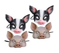 Toyvian 4pcs Pig Masks - Halloween Pig Animal Masks Half Face for Halloween Costume Accessories Masquerade Party Cosplay Props