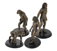 Toyvian 4pcs Primitive Teaching Aids Desk Tabletop Decor Evolution Primitive Human Figures Mini People Figurines Human Evolution Models Gorilla Statue Large Dark Brown Plastic