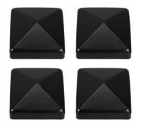 Toyvian 4pcs Pyramid Style Fence Post Caps 2.4’’ X 2.4’’ Inner Diameter Black Aluminium Square Post Caps with Burrfree Edges and Rainwater Protection for Community Barriers and Landscape
