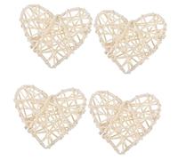 Toyvian 4Pcs Rattan Heart-shaped Hanging Ornaments Romantic Wedding Party Decorations Handmade Hollow Woven Balls for Valentine S Day Reception Home Festive Decor