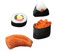 Toyvian 4Pcs Realistic Sushi Model Set for Restaurant Display Simulated Sushi Toy Rice Rolls for Food Photography and Japanese Cuisine Decor