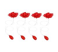 Toyvian 4pcs Red Rose Prank Flower Pins Water Squirting for April Fools Day Halloween Parties Reusable Compact Trick Adults