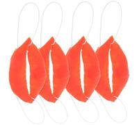 Toyvian 4pcs Red Sausage Mouth Props Lightweight Halloween Cosplay Decorative Big Lips for Parties Carnival and Haunted House Joking Accessories