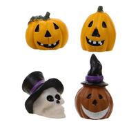 Toyvian 4pcs Resin Pumpkin Decor Halloween Fish Tank Ornament Creative Miniature Decorations for Aquarium Desktop Office Living Room and Halloween Party