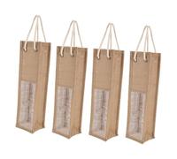 Toyvian 4Pcs Retro Style Jute Wine Bags Portable Burlap Wine Bottle Holders Reusable Tote for Parties and