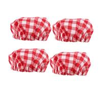 Toyvian 4pcs Reusable Elastic Cloth Covers for Sourdough Starter Jars Breathable Plaid Lid with Stretch Seal Dustproof Bread Proofing Bowl Covers for Baking and Tea Jars Red Checkered