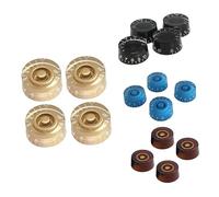 Toyvian 4pcs Round Guitar Volume Tone Control Knobs Black White Letters Plastic for Electric Guitar Parts