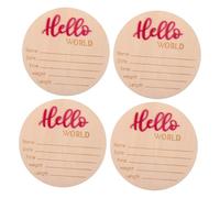 Toyvian 4pcs Rustic Wooden Birth Announcement Sign Newborn Keepsake Plaques for Nursery Decor Showers Memories Cute Design for Gender Neutral Celebrations