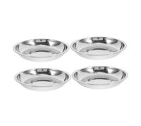 Toyvian 4pcs Shallow Stainless Steel Cat Food Dishes Whisker Fatigue Relief Flat Kitten Bowls Wide Pet Feeding Plates for Small Dogs and Cats