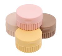 Toyvian 4Pcs Silicone Travel Size Containers Set - Small Refillable Bottles for Toiletries, Creams, Jewelry Storage - Leakproof Mini Cosmetic Jars in Dark Brown, Orange, Light Coffee Light