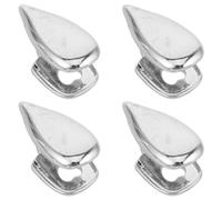 Toyvian 4Pcs Silver Plated Hip-Hop Style Smooth Pointed Vampire Fang Tooth Caps for Men and Women, Stainless Steel Decorative Bottom Tooth Grills, Urban Fashion Jewelry for Cosplay and