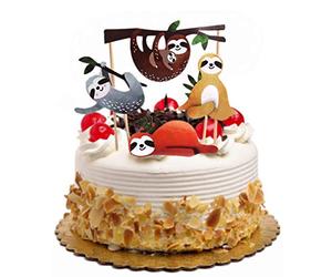 Toyvian 4pcs Sloth Cake Topper Set - Cute Animal Party Decorations for Birthday, Baby Shower, Christmas, and Home Parties