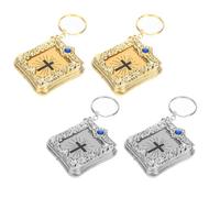 Toyvian 4pcs Small Bible Keychains Metal and Paper Materials, Creative Backpack and Bag Hanging Ornaments, Lightweight Wallet and Car Key Accessories, Party Favors for Random Color