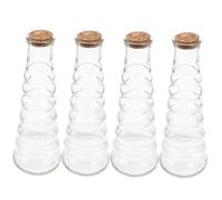 Toyvian 4pcs Small Glass Wishing Bottles with Cork Stopper Transparent Decorative Jars for DIY Art Craft Reusable Glass Containers for Home Decor and