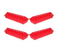 Toyvian 4pcs Small Plastic Flip-top Poultry Feeders for Pigeon and Parrot Cage, Multi-hole Feeding Trough Boxes with No-spill Design, Compact Red Feeding Dispensers for Small Birds