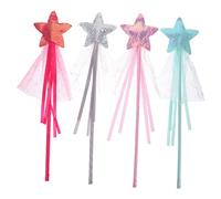 Toyvian 4Pcs Star Fairy Wands for Princess Dress Up Props for Birthday Parties Halloween and Cosplay Events