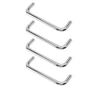 Toyvian 4pcs Sturdy Iron Solid U-Shaped Pull Handles Industrial Equipment Round Bar Design Silver Pull Handles for Electrical Cabinets Manufacturing Machines