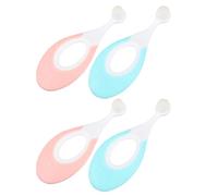 Toyvian 4Pcs Toothbrush Set Extra-Soft Bristles for Teeth Cleaning, Soft Silicone Handle Training Toothbrush for Newborns and, Gentle Gum Care in Pink and Blue