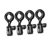 Toyvian 4pcs Universal Microphone Holder Clip for Microphone with 270 Degree Rotation, Standard Threaded Connection, Plastic Material, Black Colour, Adjustable Direction, Delicate Shape,