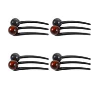 Toyvian 4pcs Vintage Chinese Style 3 Prong U-shaped Hair Fork with Green round Bead Accents Plastic Non-slip Grip Hair Bun Holder for Busy Office Work and Elegant Bun Creation