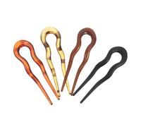 Toyvian 4pcs Vintage U Shaped Hairpin for Women Leopard Print, Plastic Resin Material, Secure Updo Support, Resisting Daily Wear and Tear, for Busy Mornings and Classic Everyday Looks