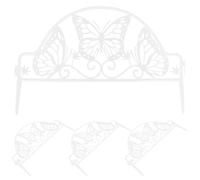 Toyvian 4pcs White Garden Fence: Interlocking Garden Fence with Insert - Plastic Butterfly Picket Fencing for Flower Beds Lawn Borders Landscaping Outdoor Use