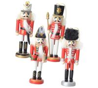 Toyvian 4pcs Wooden Nutcracker Soldier Christmas Decorations 13cm Tabletop Nutcracker Figures Xmas Holiday Festive Ornaments for Home and Office