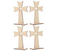 Toyvian 4pcs Wooden Prayer Cross Unfinished Blank Tabletop Decor for Christian Altars Home Worship and Festive Celebrations Handcrafted Religious Altar Crosses with Elegant Design