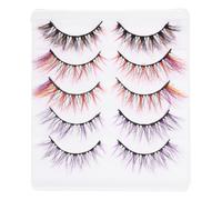 Toyvian 5 Pairs Colored False Eyelashes for Women, Cosplay Colored Lashes with Multi-layer Dense Cross Design, Portable and Professional Use for Prom and Fancy Dress Parties