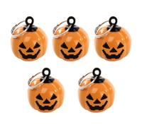 Toyvian 5 Pcs Pumpkin Copper Bell Collar Accessory for Pets and Keychains | Orange Halloween Charm, Sleek Surface, Small Delicate Style for Cellphone Use and Bag Pendant