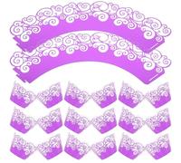 Toyvian 50pcs Aluminum Foil Cupcake Cases Muffin Liners Hollow Cupcake Wrappers with Delicate Appearance Design No Sticking Easy to Use for Wedding