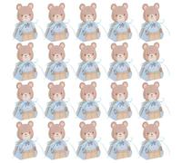 Toyvian 50pcs Blue Bear-Shaped Keepsake Boxes with 0.3mm Ribbon, Foldable Mini Candy Favor Boxes for Shower and First Birthday Party