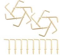 Toyvian 50pcs Iron Nail Hooks L Shaped Nail Hangers 5/8in X 1in Golden Iron Rust Resistant Practical Hooks for Home and Restaurant