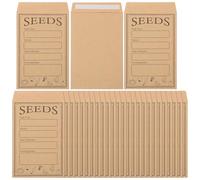 Toyvian 50Pcs Kraft Paper Seed Packets Envelopes with Self-Adhesive Seal Small Paper Envelopes for Seed Storage Coin and Postcard Packing for Gardeners and Collectors