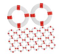 Toyvian 50pcs Miniature Nautical Life Buoy Ornaments Red Resin Mini Swim Rings for Dollhouse Coastal Decor Mediterranean Pool and Ocean-themed Micro Landscape Decorations