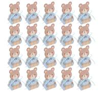 Toyvian 50pcs Shower Favor Boxes Blue Bear Shape Treat Boxes Small Folding Paper Keepsake Gift for First Birthday Party and Newborn