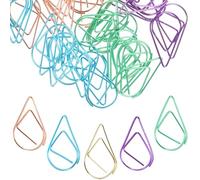 Toyvian 50pcs Steel Wire Multi-Function Paper Clips with Strong Clamping Force and Firm Structure, Convenient for Homework and School Use, Adorable Drop-Shaped Clips for Organizing Papers
