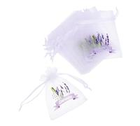 Toyvian 50pcs White Lavender Drawstring Organza Bags Lightweight Gauze Material Versatile Storage Pouches with Elegant Lavender Pattern, for Jewelry and Rose Petals at Weddings Or Outdoor