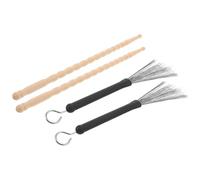 Toyvian 5A Bamboo Drumsticks and Wire Brushes Set for Beginners - Includes 1 Pair Drumsticks, 1 Pair Wire Brushes, and Storage Bag - Suitable for Acoustic and Electronic Drum Kits,